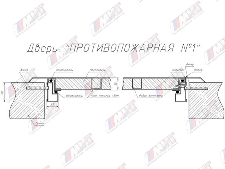 Двустворчатая противопожарная дверь